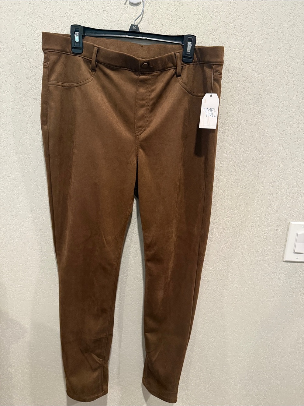 Time and Tru High Rise SkinnyWomen's Chocolate Brown Faux Suede Stretch Jeggings